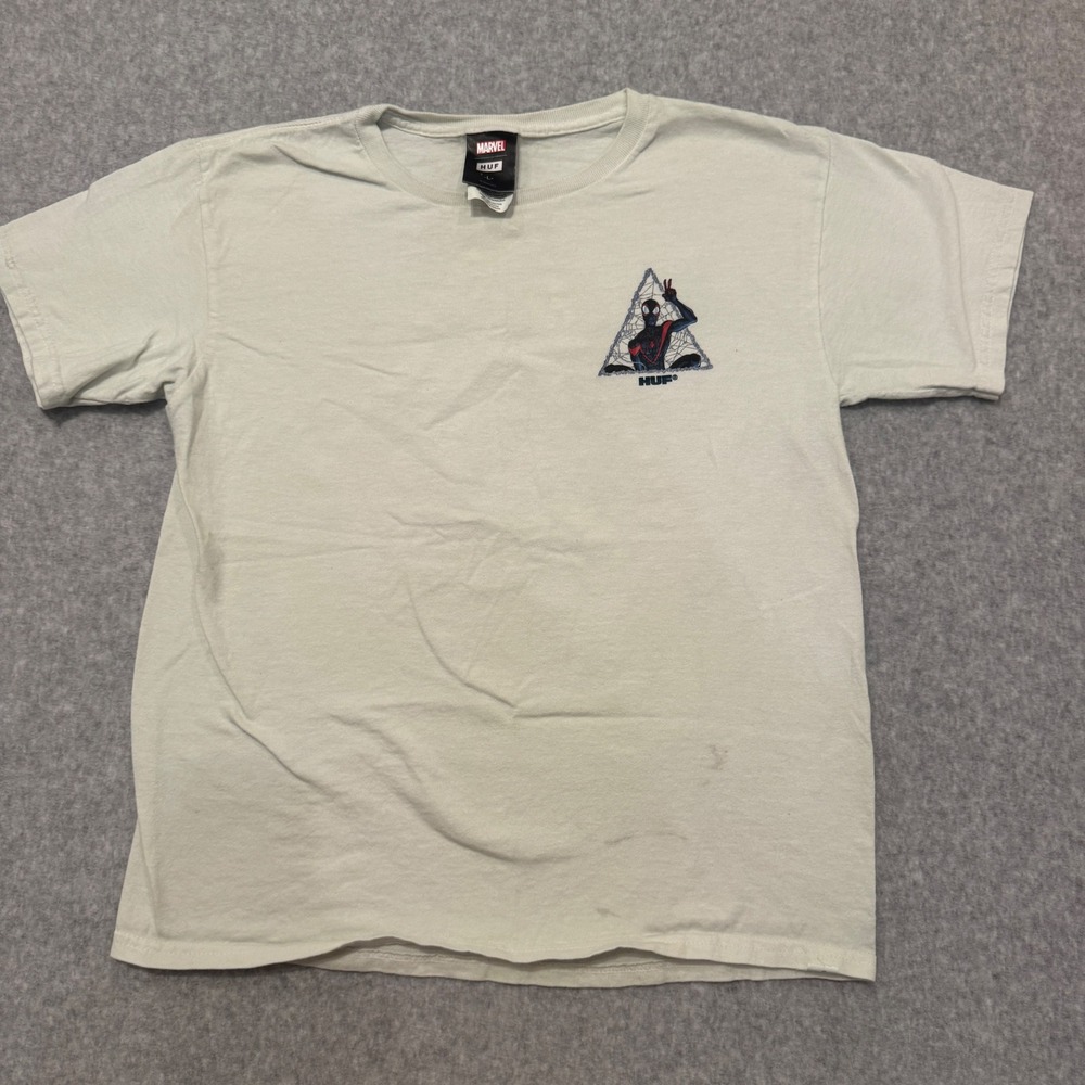 HUF x Marvel Kids Miles Morales Spider-Man Graphic T-Shirt Off-White Large Flaw